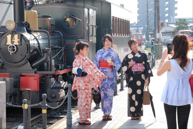 Dogo Onsen Station Botchan train yukata girls
