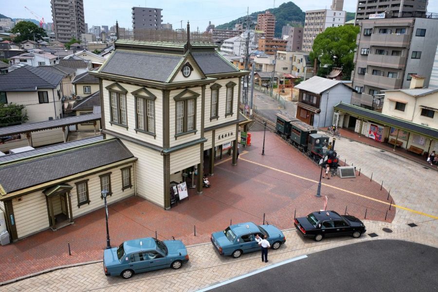 Dogo Onsen Station from above