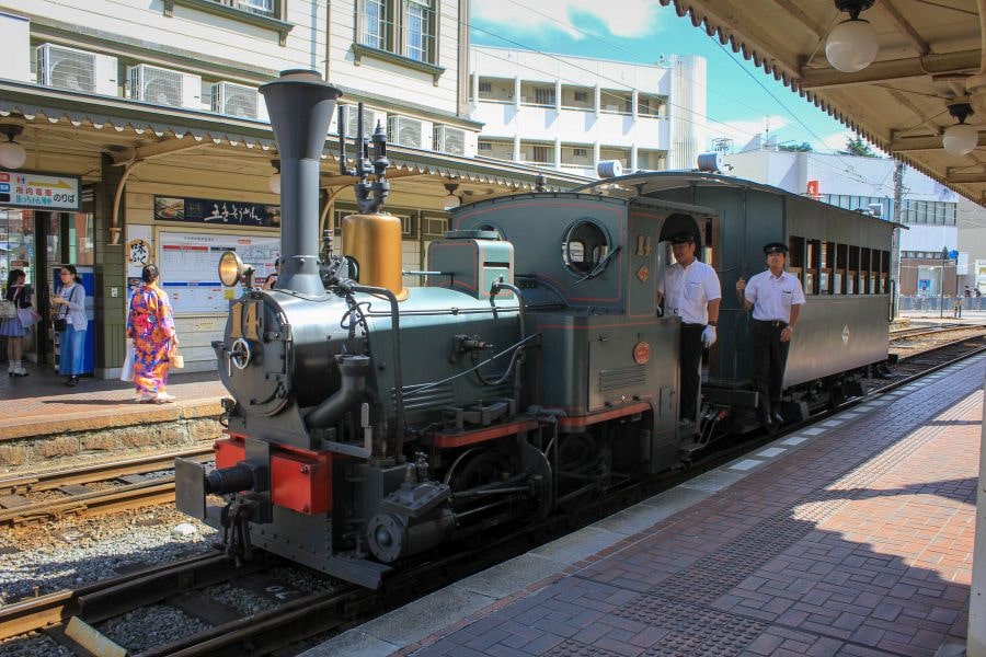 Dogo Onsen Station platform and Botchan Train