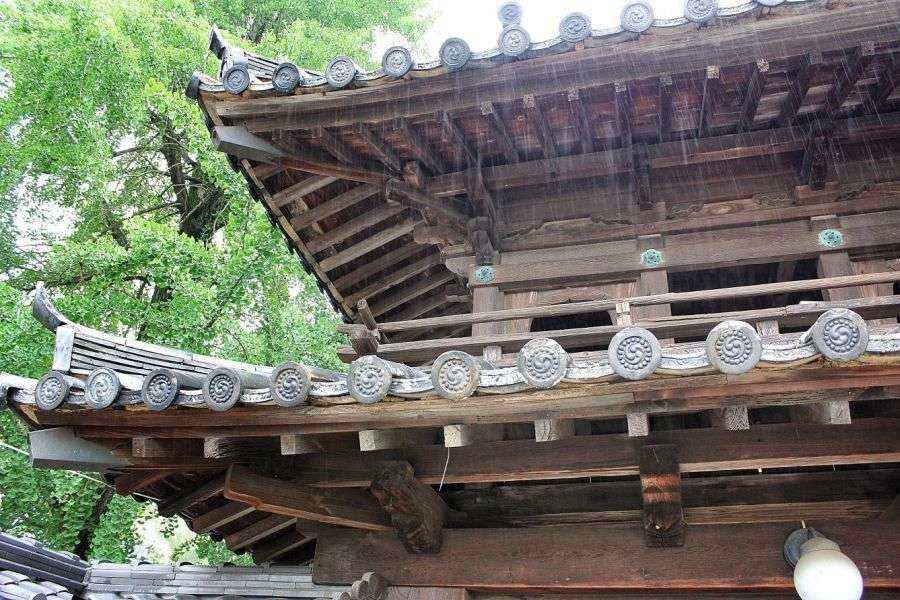 Hogon ji Temple gate rain