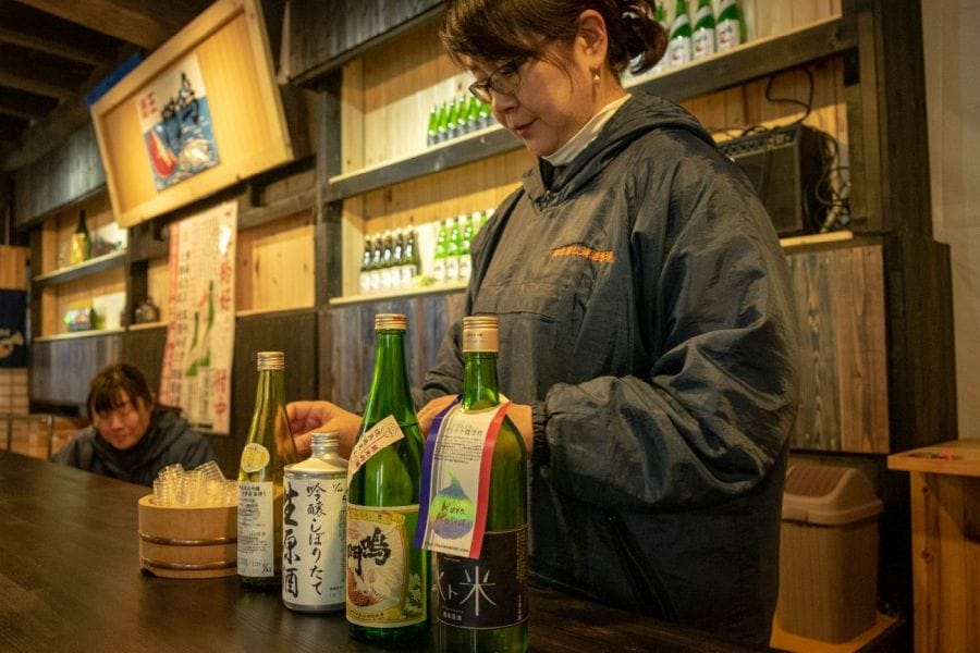 Honke Matsuura Brewery Matsuura san serving Narutotai