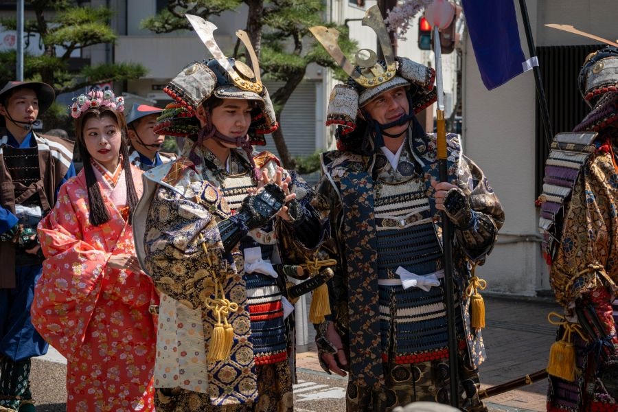 Matsuyama Spring Festival daimyo gyoretsu samurai in armour