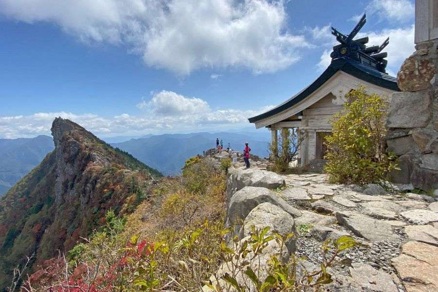 Mt. Ishizuchi peak and shrine