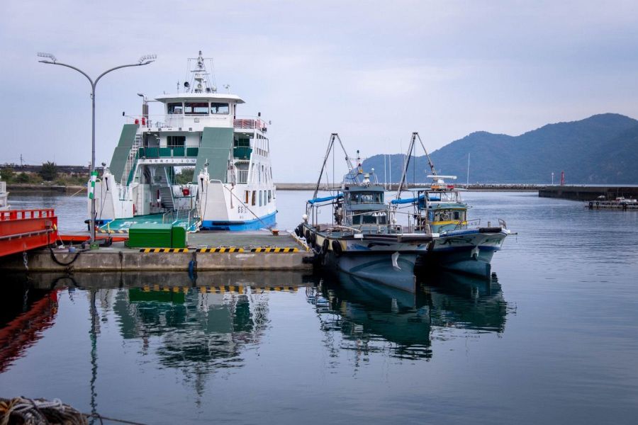 Nii Oshima ferry and fishing boats