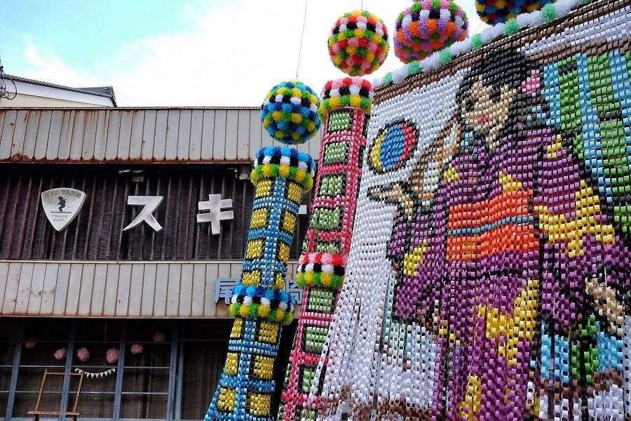 Uchiko bamboo festival decorations yukata girl