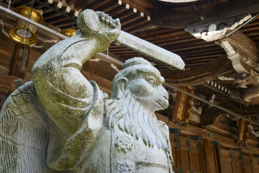 T81 Shiromine ji Temple crow tengu from below