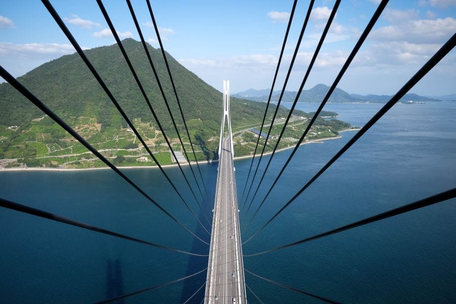 Tatara bridge and Ikuchijima pylon view
