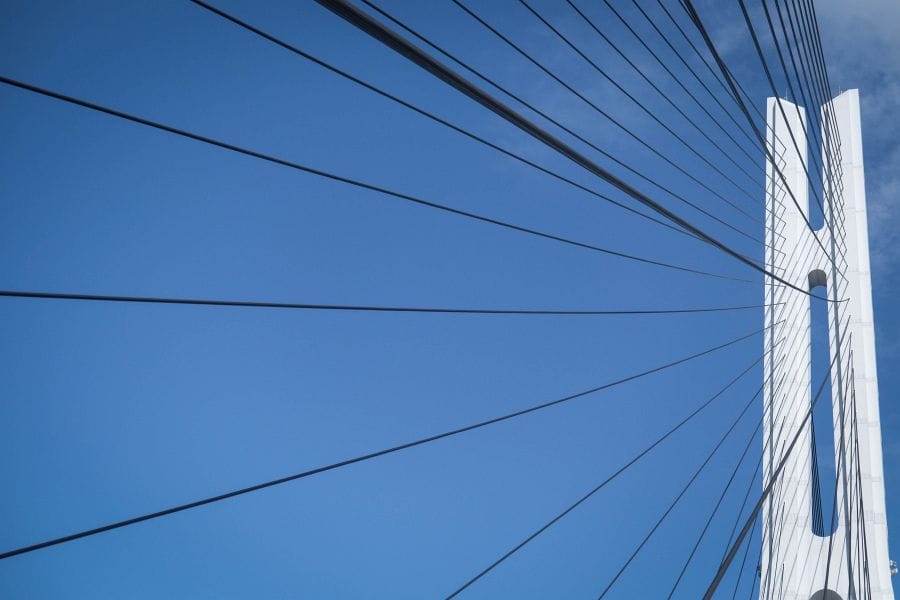 Tatara bridge pylon and wires