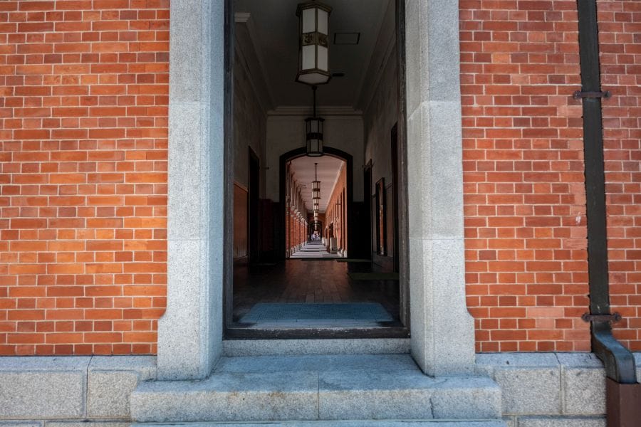 Etajima Naval Academy main building side and corridor