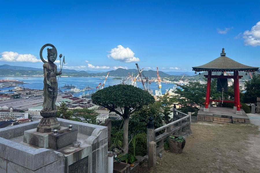 Kure, Mangan-ji Temple Kannon statue and belfry