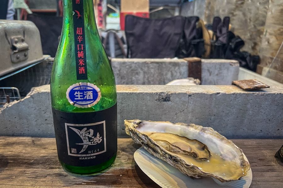 Kure oyster and Hakuko sake