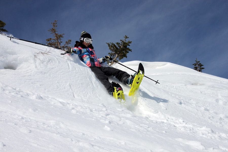 Hakuba snowshoeing sitting down
