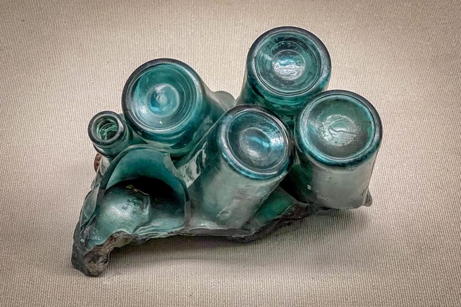Nagasaki atom bomb museum fused bottles