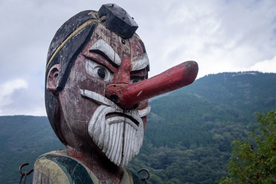 Tengu with mountains