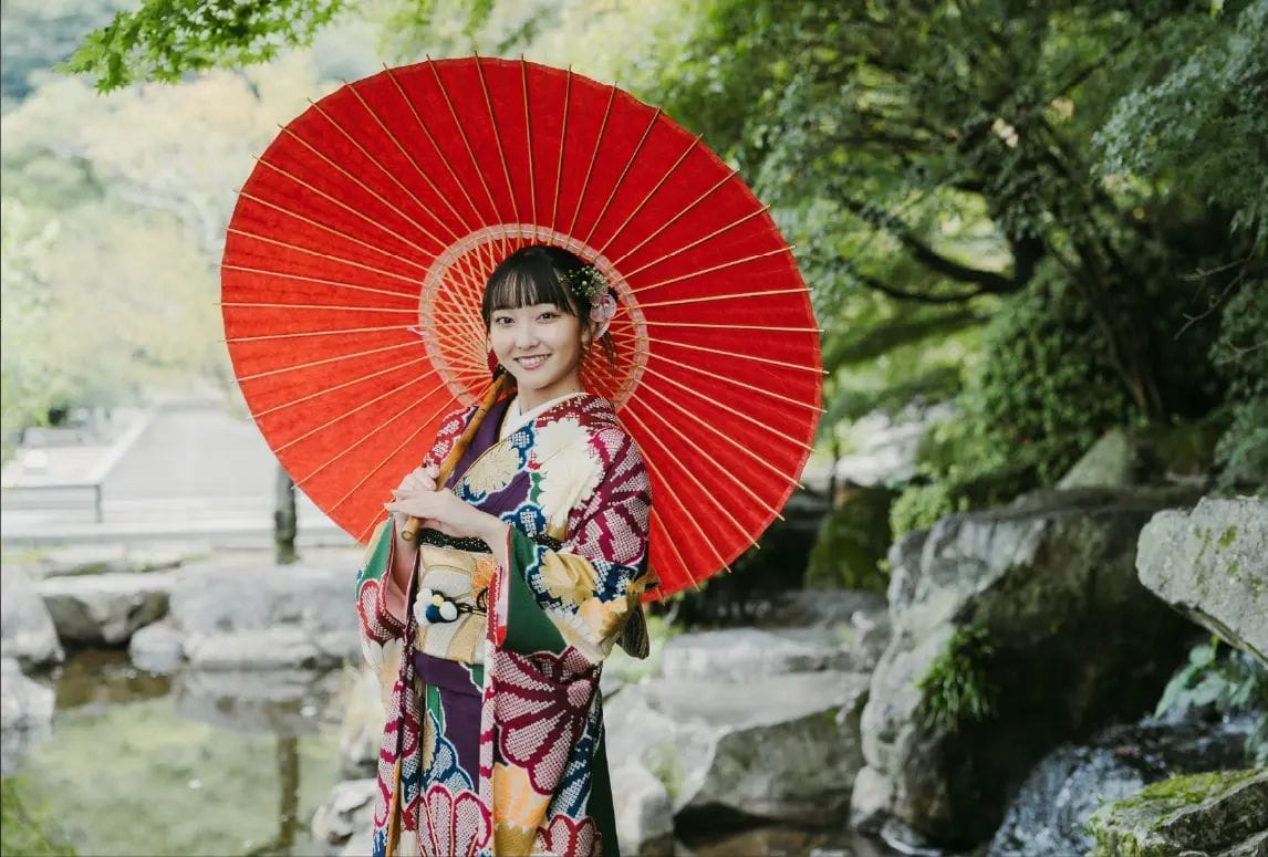 Kimono and umbrella