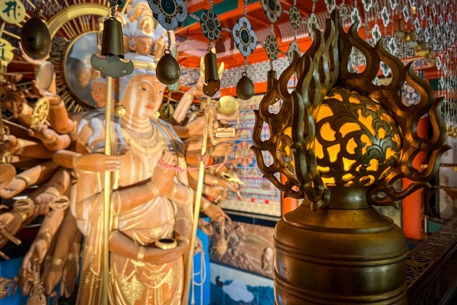 Nata-dera wooden Kannon statue with firey ball