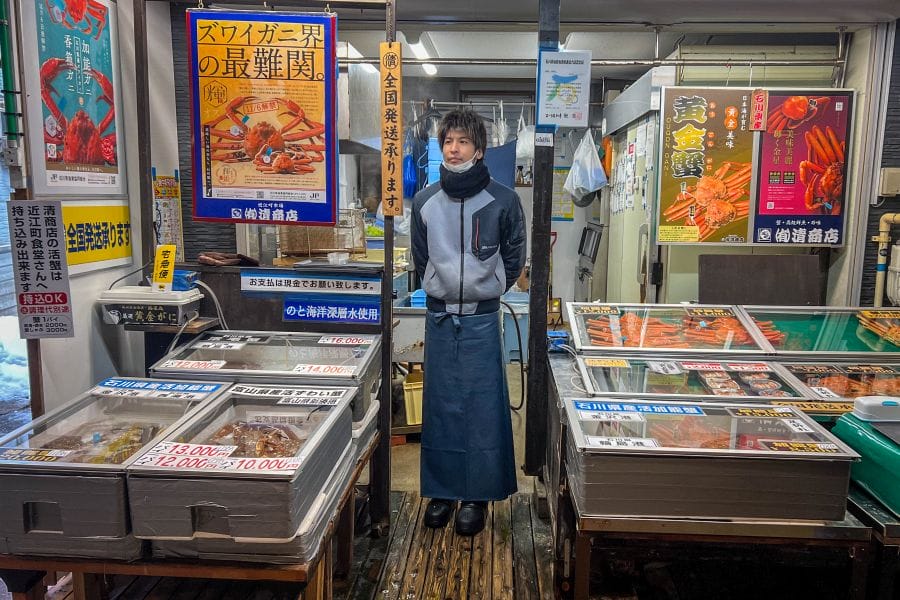 Omicho Market crab stall owner