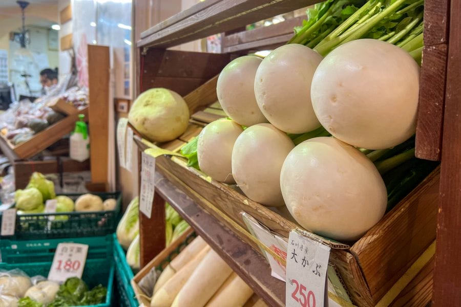 Omicho Market greengrocer turnips