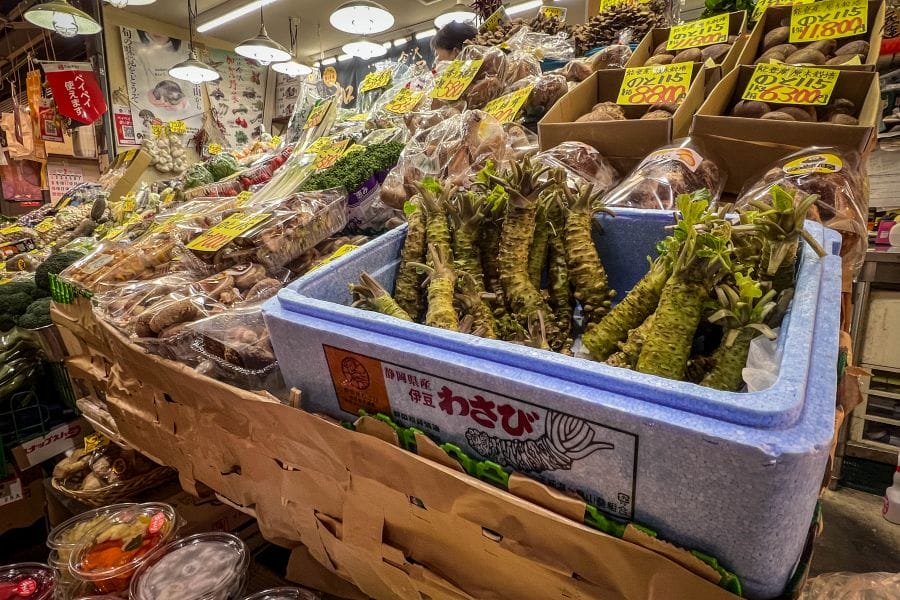 Omicho Market greengrocer wasabi