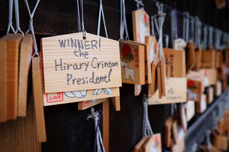 Gokoku Shrine ema Hilary Clinton