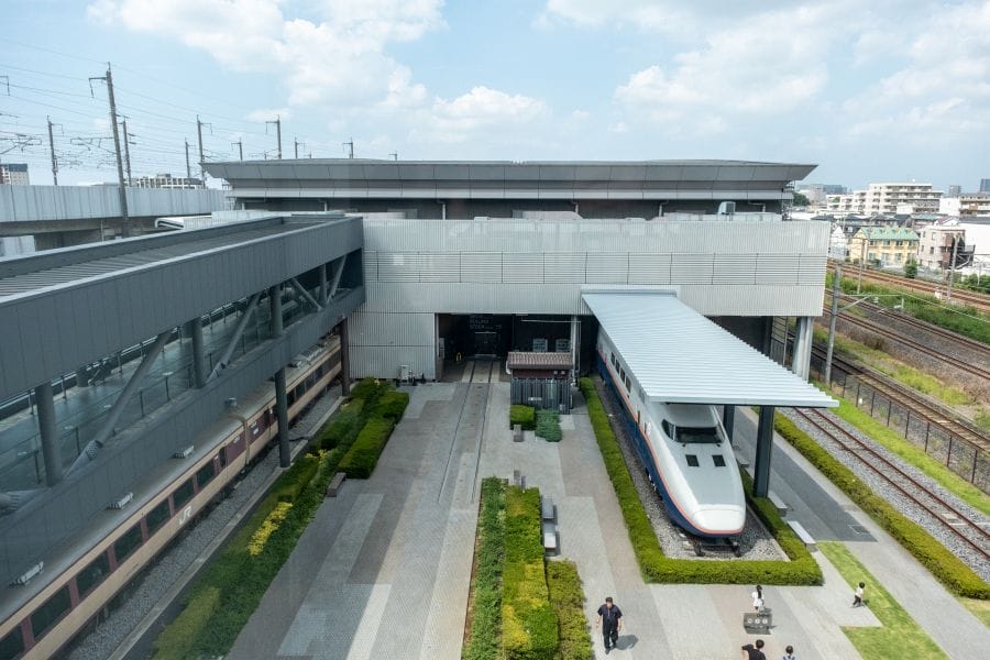 Omiya Railway Museum garden and nearby railways