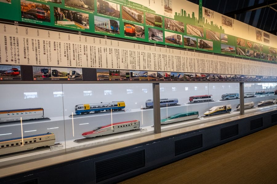 Omiya Railway Museum model trains behind glass
