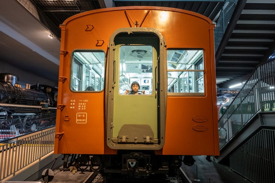 Omiya Railway Museum subway carriage with little girl
